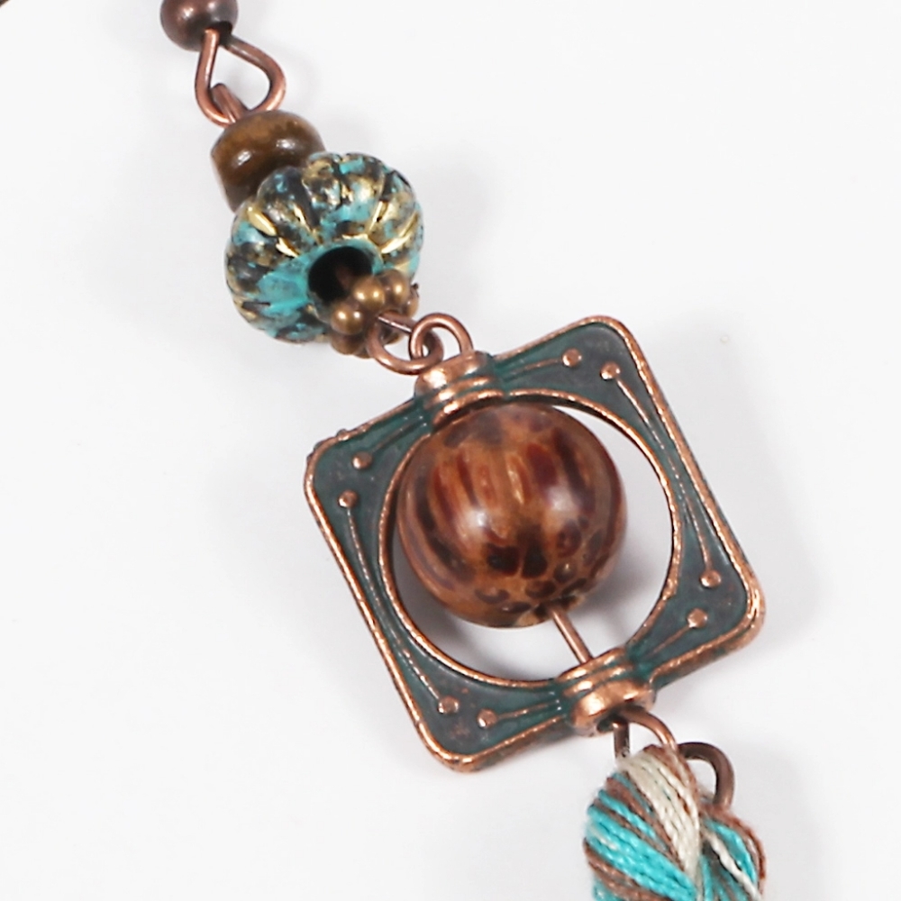 Tribal Bohemian Tassel Dangle Earrings - Picture 4 of 6